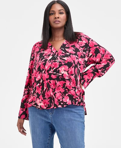 I.n.c. International Concepts Plus Surplice-Neck Blouse, Macy's Exclusive