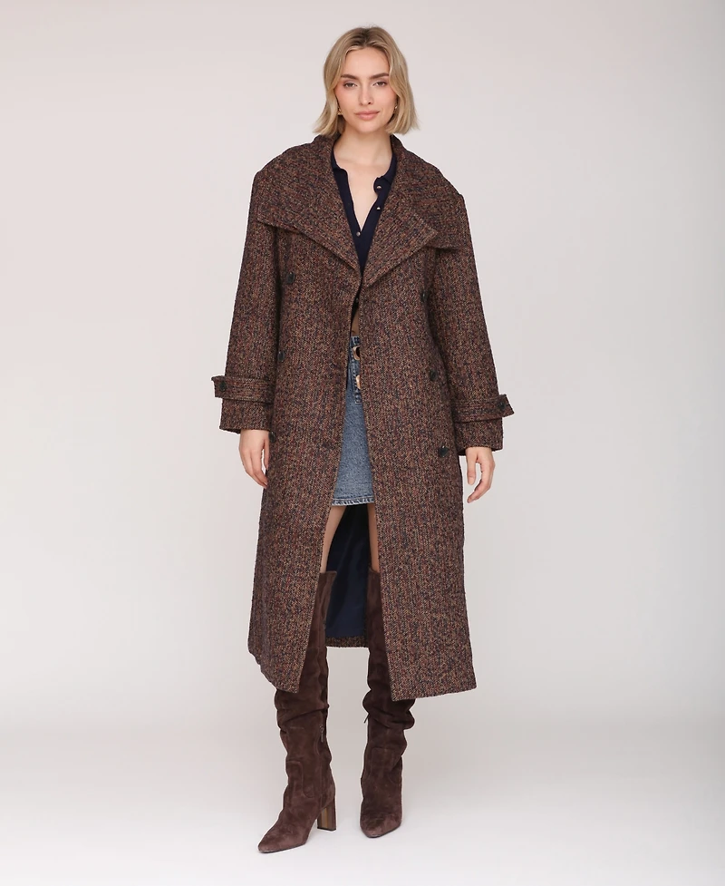 Avec Les Filles Women's Double Breasted Belted Wool Coat