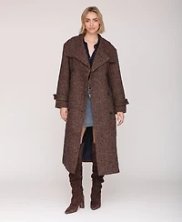 Avec Les Filles Women's Double Breasted Belted Wool Coat