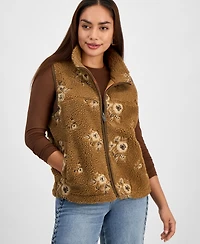 And Now This Petite Embroidered Sherpa Fleece Vest, Macy's Exclusive
