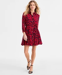 Tommy Hilfiger Women's Floral Print Belted Shirtdress