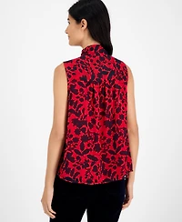 Tommy Hilfiger Women's Floral-Print Pleated Top