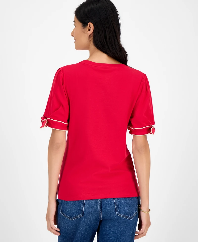 Tommy Hilfiger Women's Tie-Sleeve T-Shirt