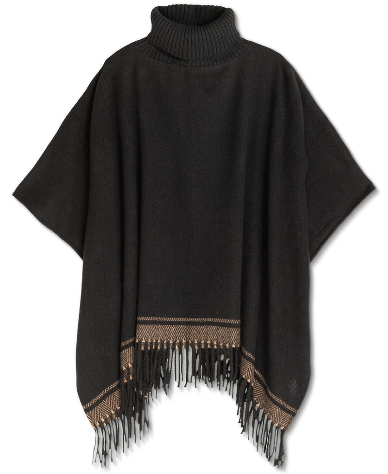 Lauren Ralph Woven Knit-Collar Ruana