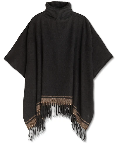 Lauren Ralph Woven Knit-Collar Ruana
