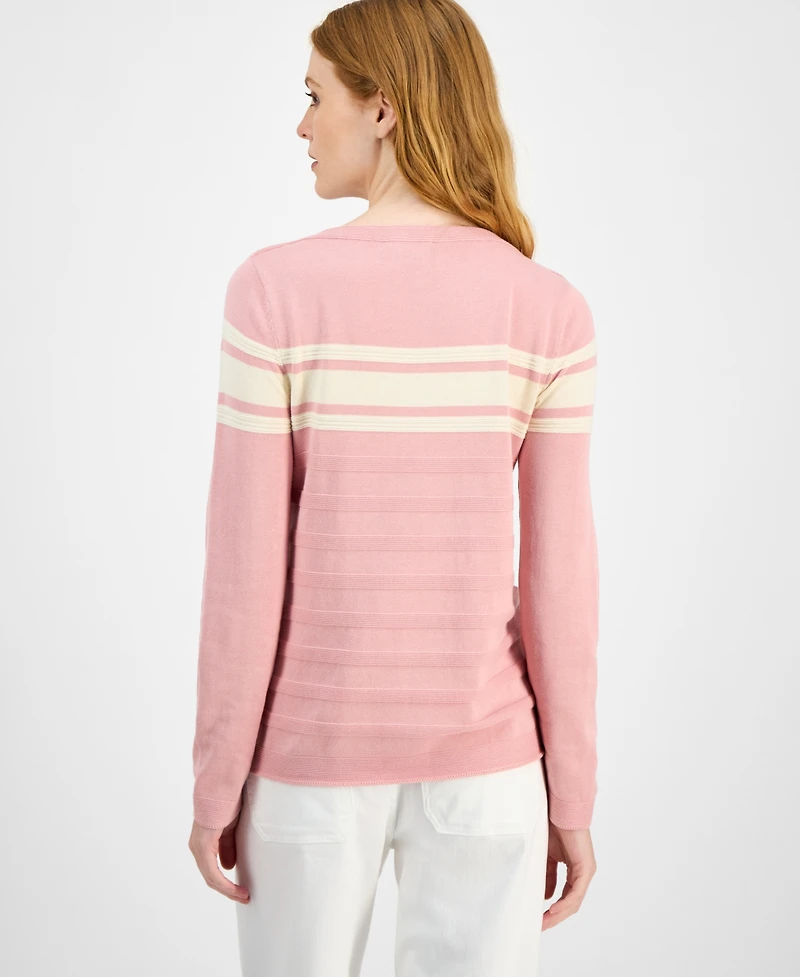 Nautica Jeans Women's Cotton Boat-Neck Textured Sweater
