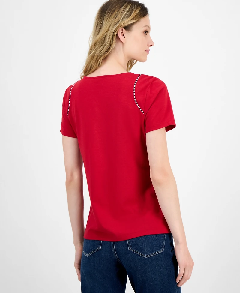 Nautica Jeans Women's Knit-Trim Top