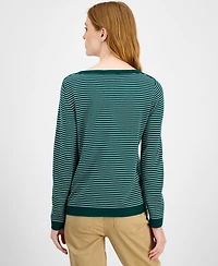 Nautica Jeans Women's Cotton Striped Boat-Neck Sweater
