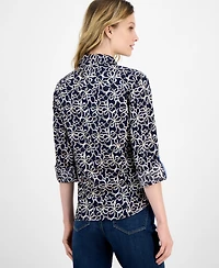 Nautica Jeans Women's Ribbon-Print Utility Shirt