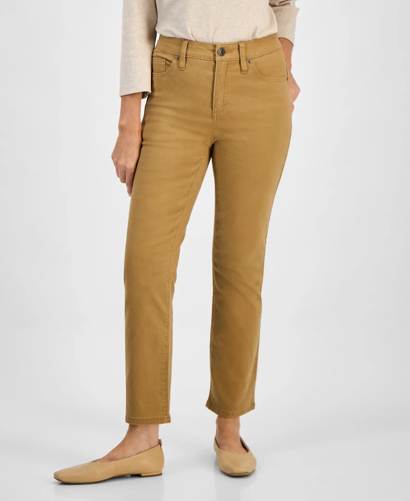 Style & Co Petite High Rise Natural Straight-Leg Jeans, Created for Macy's