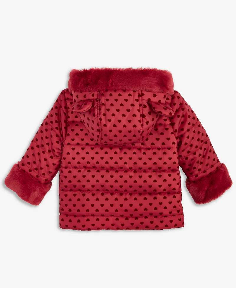 First Impressions Baby Girls Hooded Heart-Flocked Jacket, Macy's Exclusive