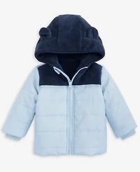 First Impressions Baby Boys Hooded Faux-Sherpa Mix Jacket, Macy's Exclusive