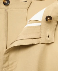 Mango Men's Elastic Waist Linen 9" Bermuda Shorts