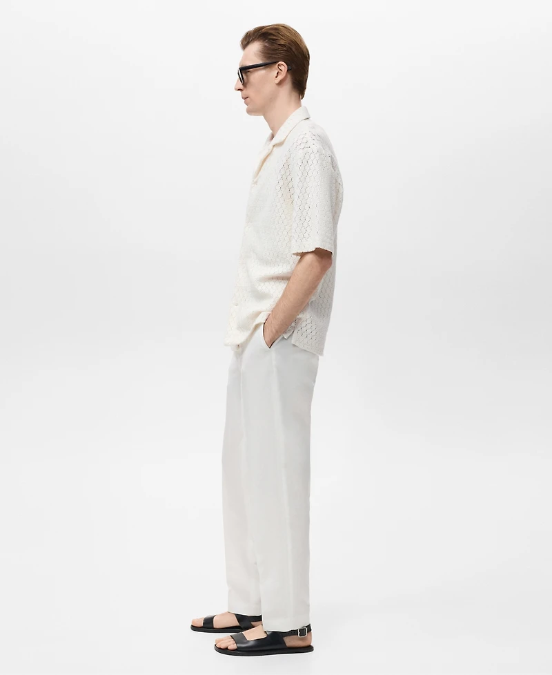 Mango Men's Openwork Detail Cotton Shirt