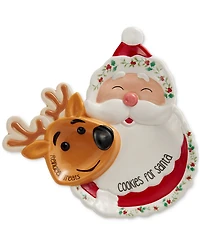Winterberry Santa & Reindeer Cookie Plate