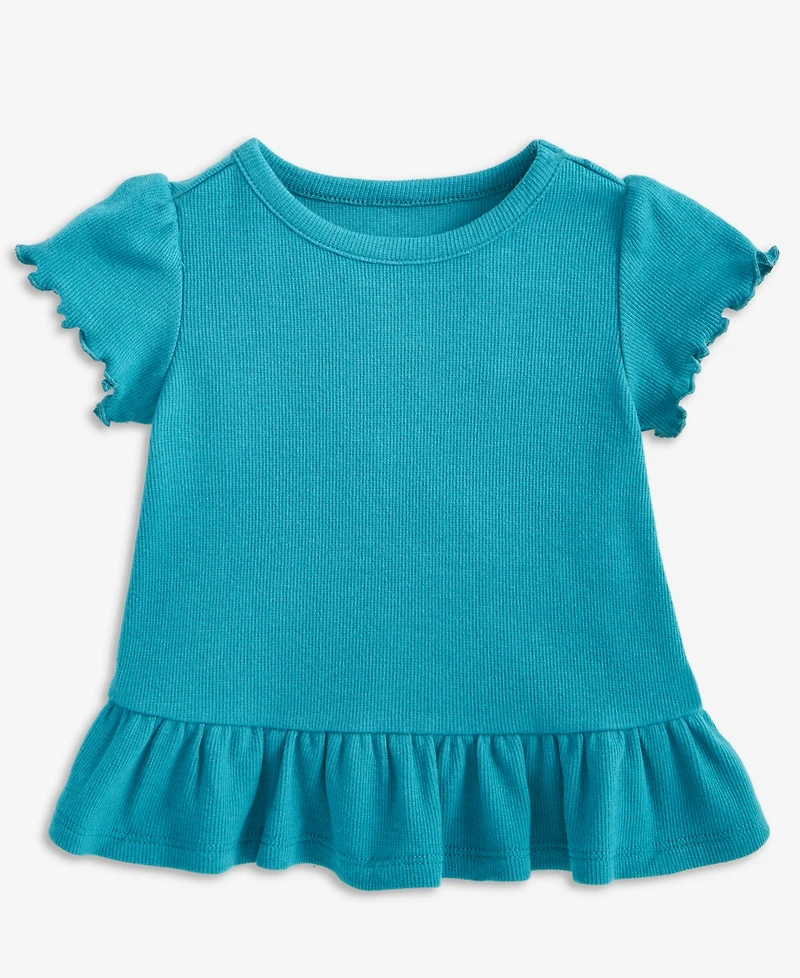 First Impressions Baby Girls Short-Sleeve Solid Rib T-Shirt, Macy's Exclusive