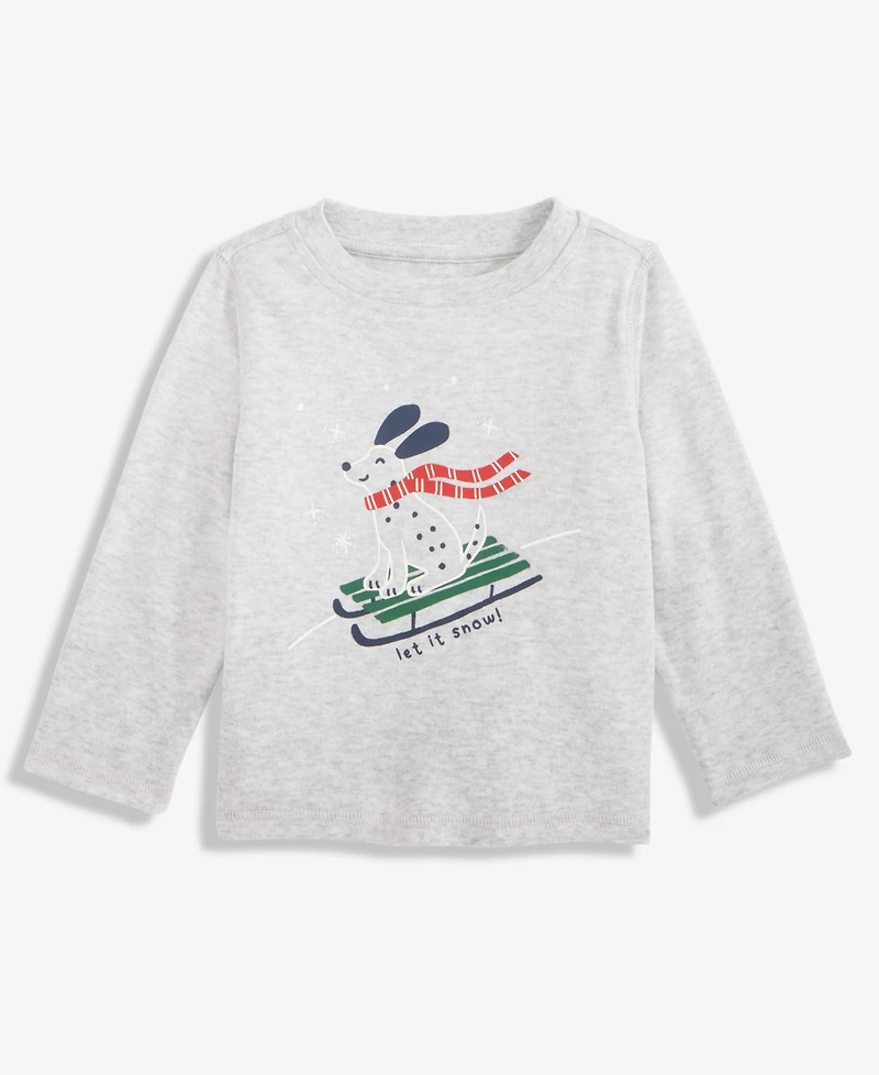 First Impressions Baby Boys Long-Sleeve Let It Snow Sled Dog Graphic T-Shirt, Macy's Exclusive