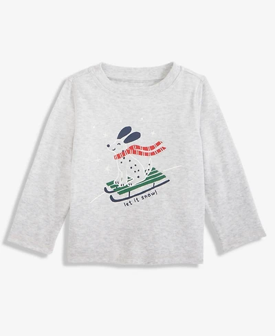 First Impressions Baby Boys Long-Sleeve Let It Snow Sled Dog Graphic T-Shirt, Macy's Exclusive