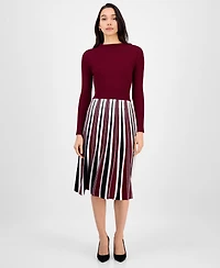 Robbie Bee Women's Long Sleeve Ribbed Knit Sweater Dress