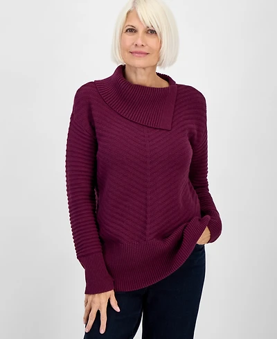 Style & Co Petite Envelope-Neck Side-Slit Tunic Sweater, Created for Macy's