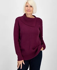 Style & Co Petite Envelope-Neck Side-Slit Tunic Sweater, Created for Macy's