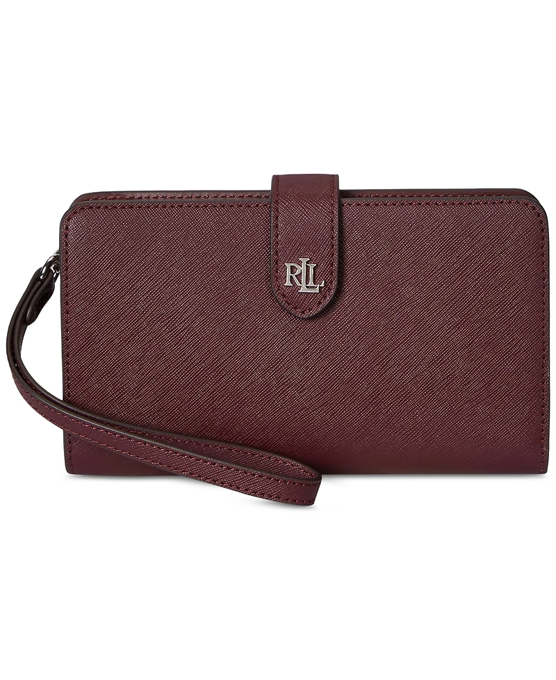 Lauren Ralph Crosshatch Leather Tech Wristlet
