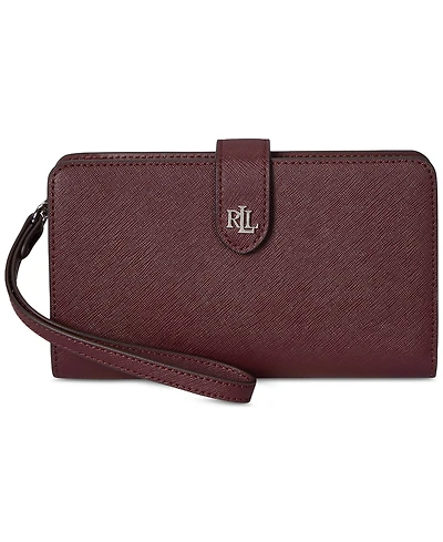 Lauren Ralph Crosshatch Leather Tech Wristlet