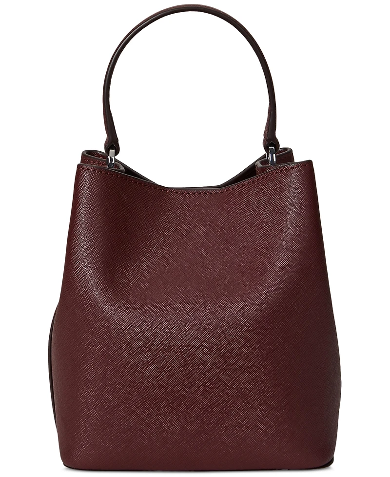 Lauren Ralph Crosshatch Leather Small Reese Bucket Bag