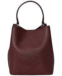 Lauren Ralph Crosshatch Leather Small Reese Bucket Bag