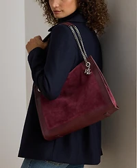 Lauren Ralph Lauren Bradley Large Suede & Leather Tote Bag