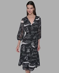 Karl Lagerfeld Paris Women's Surplice Chiffon Shirtdress