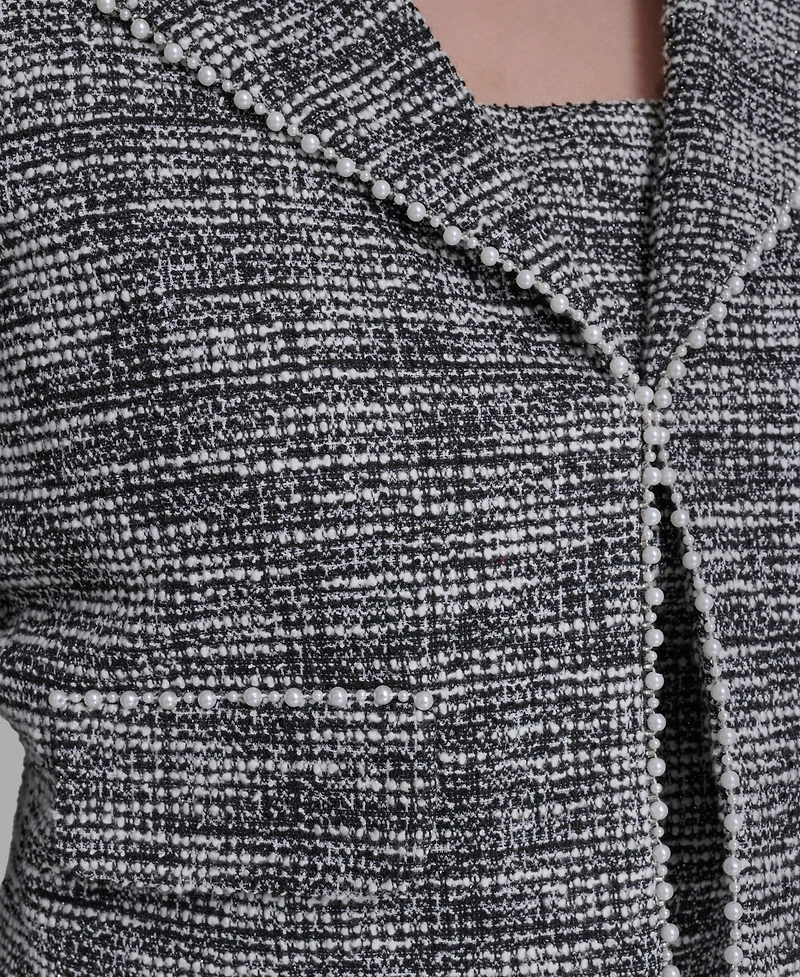 Karl Lagerfeld Paris Women's Metallic Knit Tweed Jacket Dress