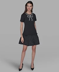 Karl Lagerfeld Paris Women's Embellished Flounce-Hem A-line Dress