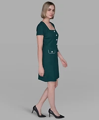 Karl Lagerfeld Paris Women's Embellished Knit Tweed A-line Dress