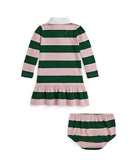 Polo Ralph Lauren Baby Girls Rugby Shirred Flounced Skirt Jersey Dress