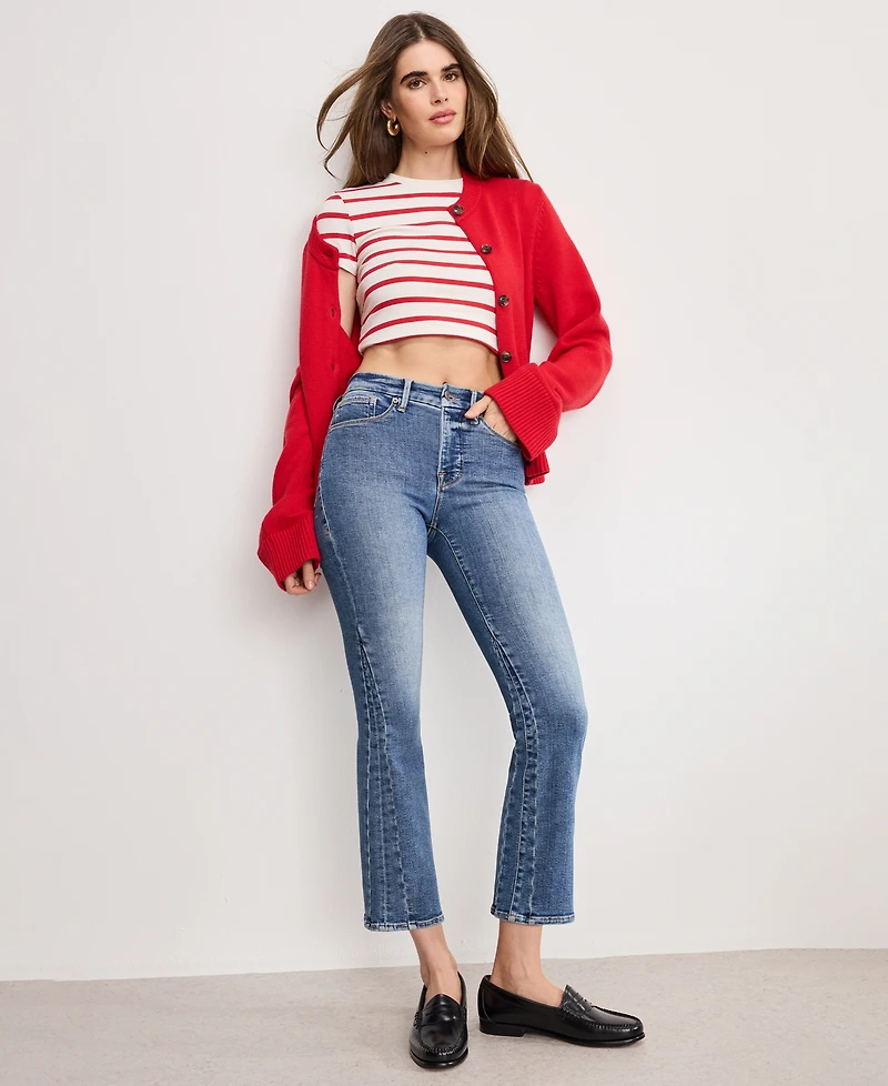Good American Women's Crop Mini Boot Cut Jeans