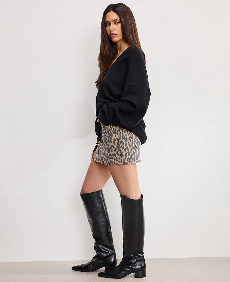 Good American Women's Leopard Pattern Mini Skirt