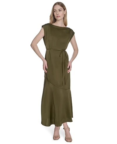 Vince Camuto Women's Satin Trapunto-Stitch Midi Dress