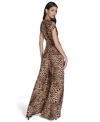 Vince Camuto Women's Printed Twist-Front Wide-Leg Jumpsuit
