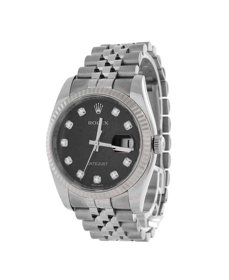 Pre-Owned Rolex Oyster Perpetual Datejust Automatic Watch in Stainless Steel and White Gold with Diamond Markers 36mm