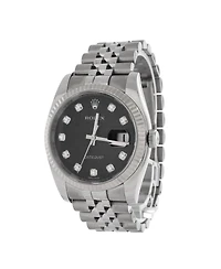 Pre-Owned Rolex Oyster Perpetual Datejust Automatic Watch in Stainless Steel and White Gold with Diamond Markers 36mm