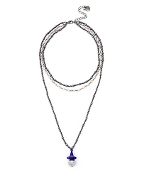 Betsey Johnson Faux Stone Witch Hat Disco Ball Pendant Layered Necklace