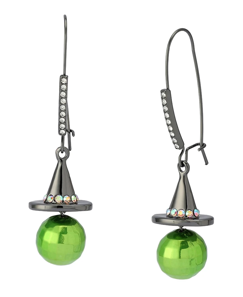 Betsey Johnson Faux Stone Witch Hat Disco Ball Dangle Earrings