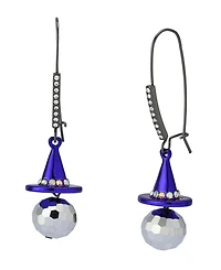 Betsey Johnson Faux Stone Witch Hat Disco Ball Dangle Earrings