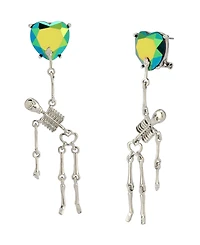 Betsey Johnson Faux Stone Heart Skeleton Drop Earrings