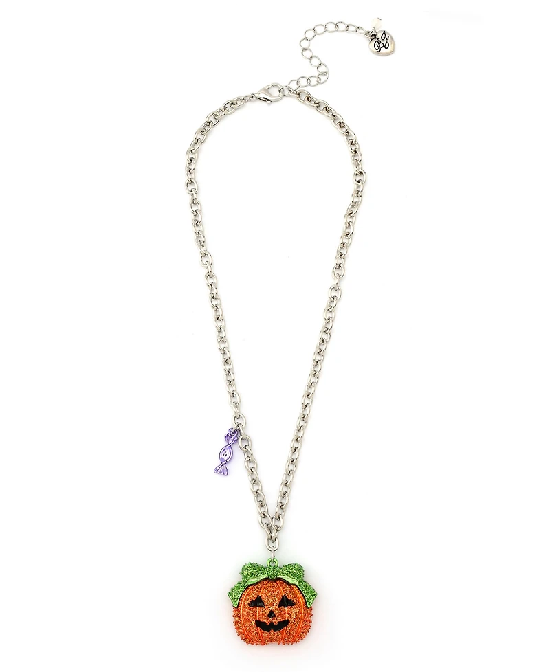 Betsey Johnson Orange Pumpkin Pendant Necklace