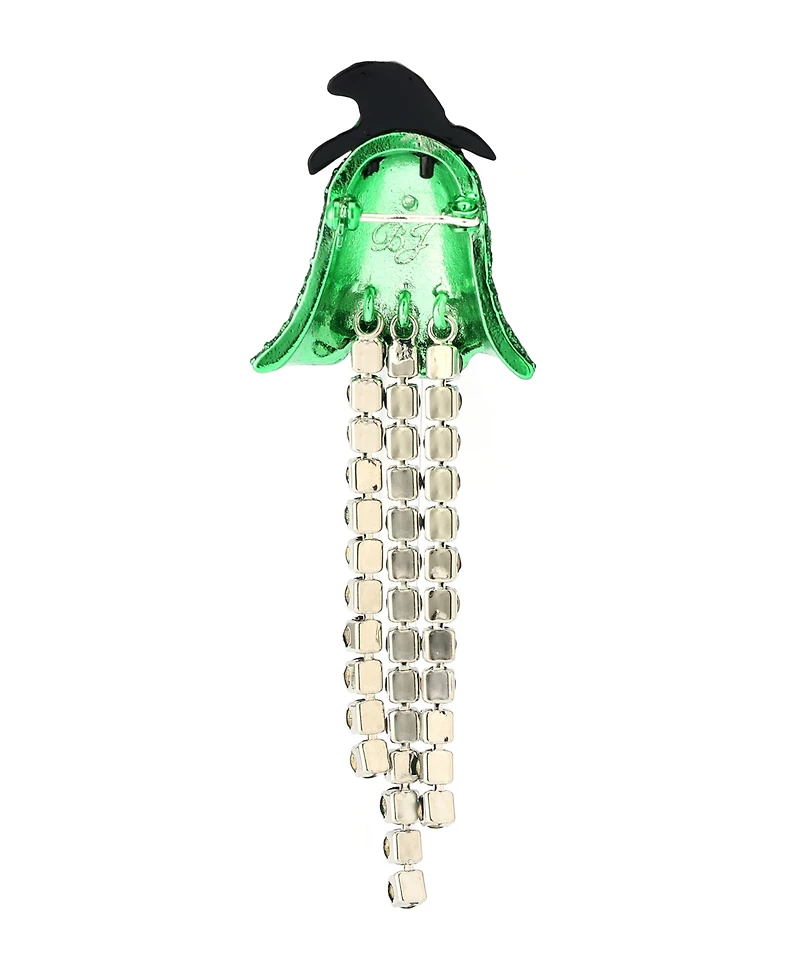 Betsey Johnson Faux Stone Halloween Witch Ghost Fringe Brooch