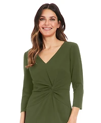 London Times Petite Side-Knit 3/4-Sleeve Midi Dress