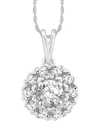 Macy's Diamond Halo Adjustable 18" Pendant Necklace (1 ct. t.w.) in 14k White Gold