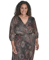 Jessica Howard Plus Women's Side Tuck 3/4-Sleeve Gown